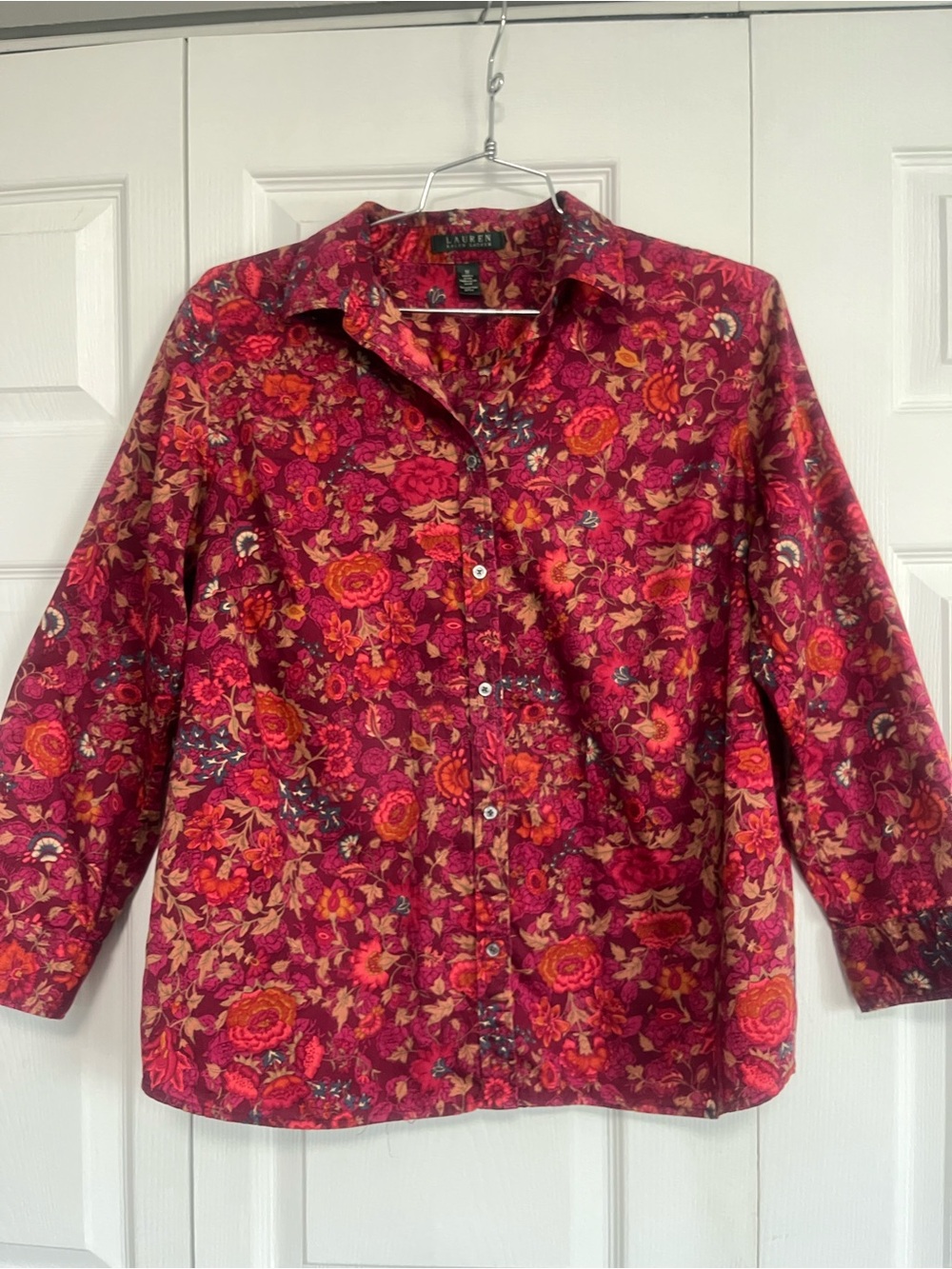 Ralph Lauren Magenta Floral Button-Up Shirt